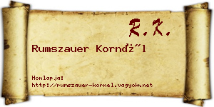 Rumszauer Kornél névjegykártya